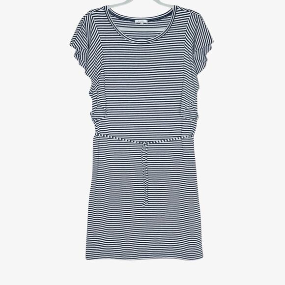 Z Supply Ruffle Sleeve Dress Size M Sporty Preppy Nautical Sailor Navy White - Picture 4 of 10